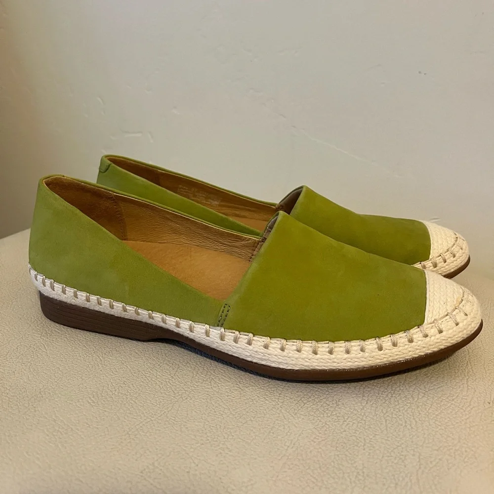 DANSKO LESLEY LEATHER ESPADRILLES SLIP-ONS FLATS WOMENS SIZE 37